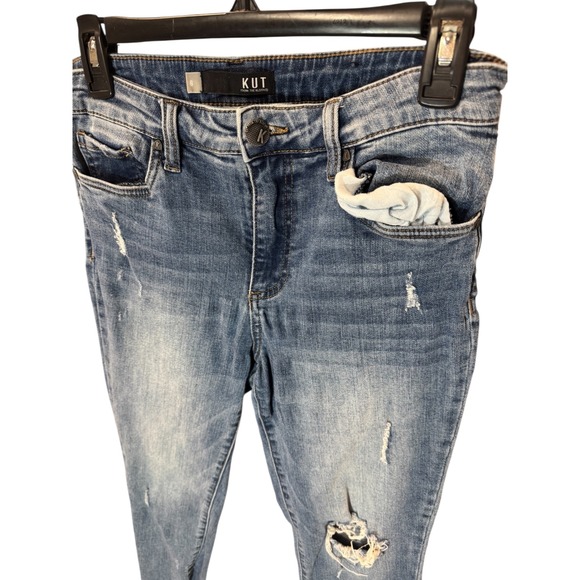 KUT From the Kloth Connie High Rise Crop Skinny Distressed Jeans Size 6 Casual - Picture 3 of 8